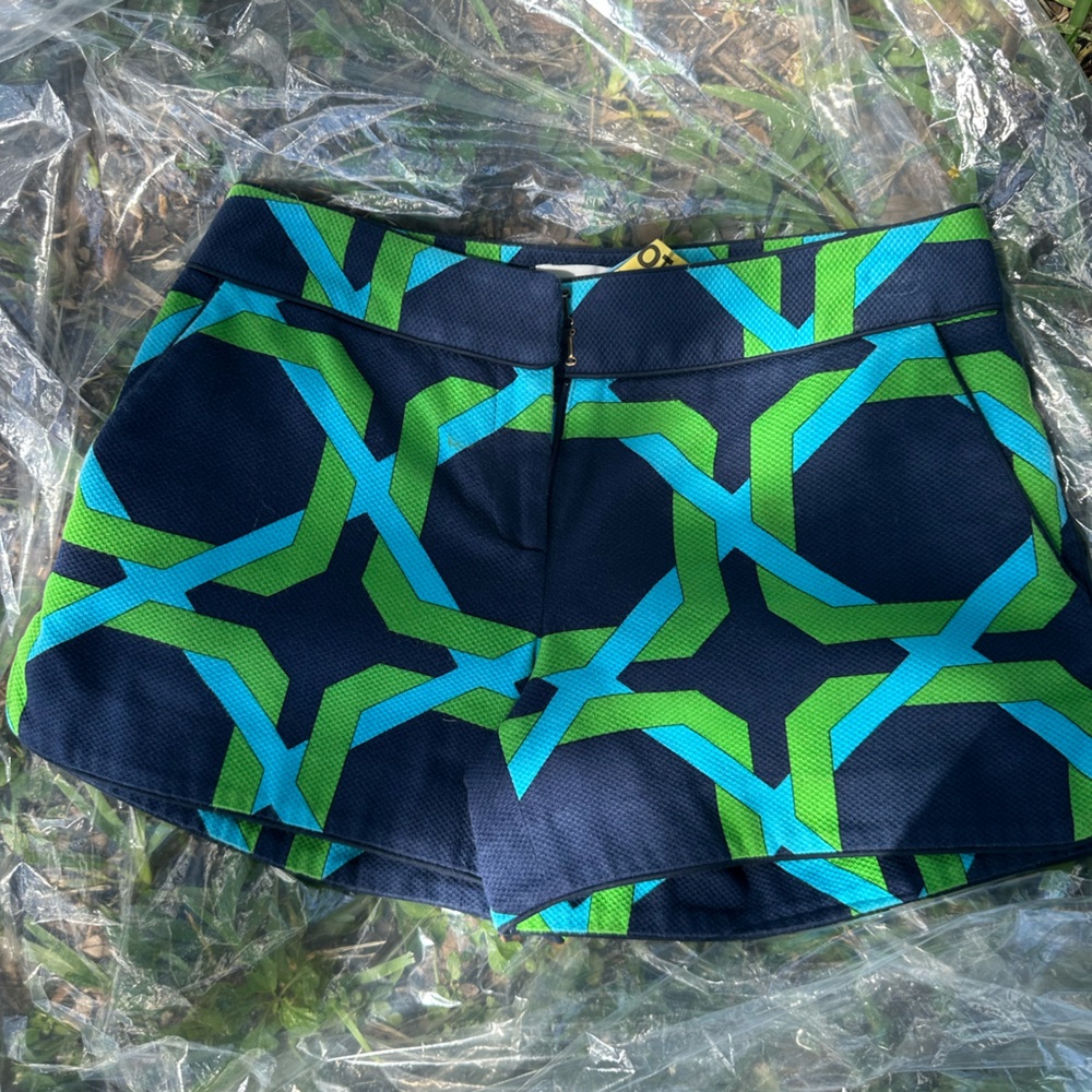 Elizabeth McKay Blue and Green Patterned Skirt